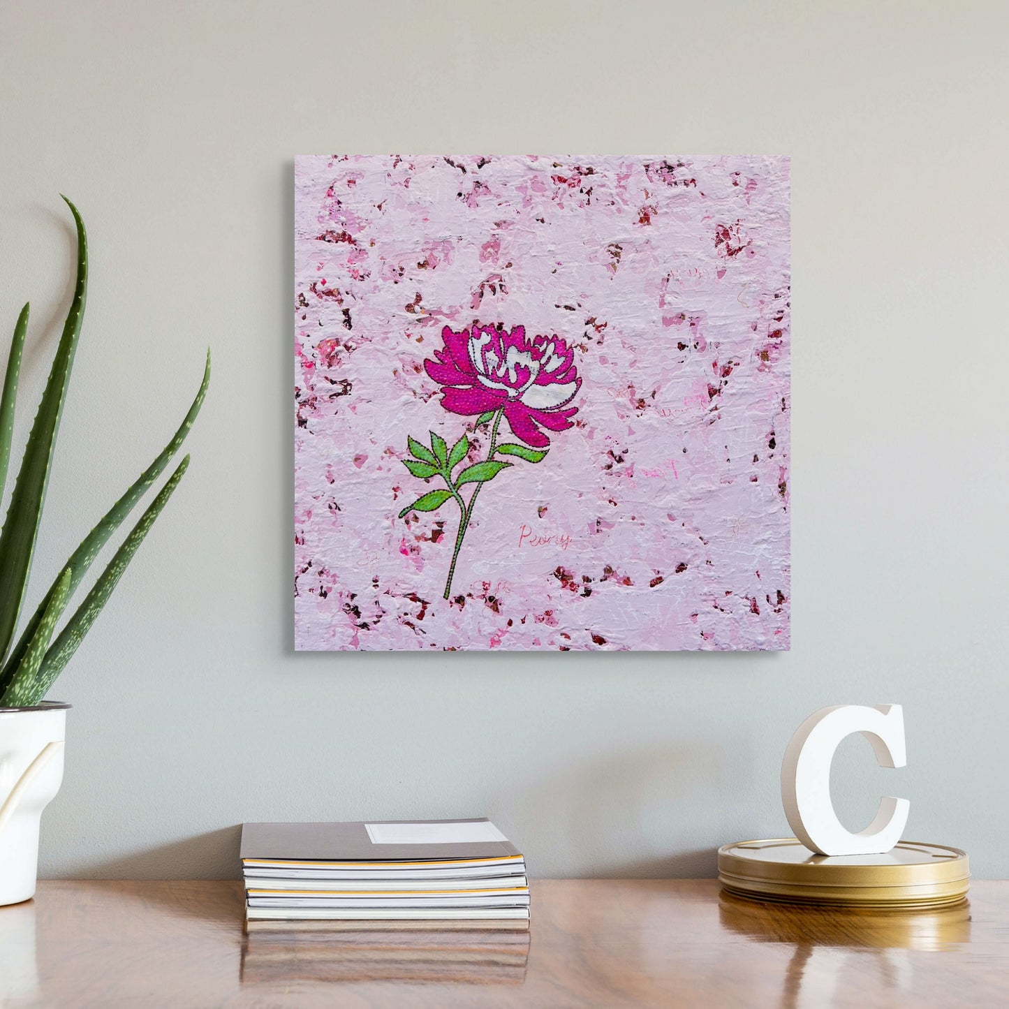 'Cherry Nougat' Bright Pink Peony Abstract Flower